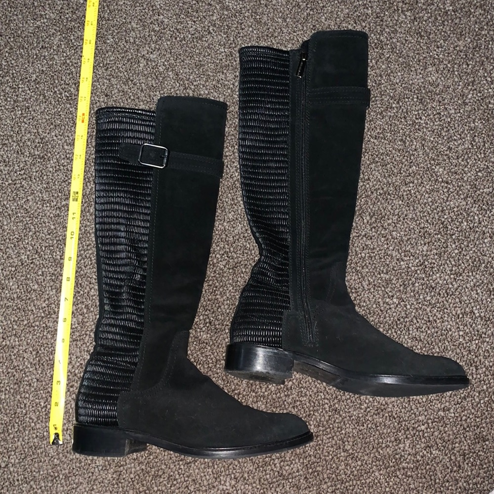 Aquatalia Black Suede Stretch Boots sz 8 like new
